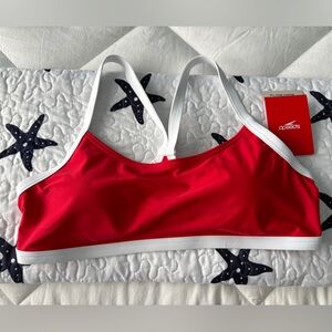 Speedo Red and White Women's Swim Bikini Top